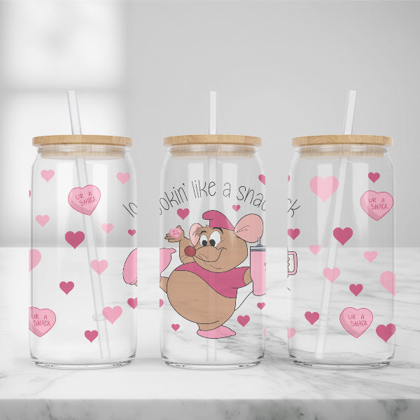 Cute and Humorous Valentines Day Glass Iced Coffee Tumblers in Multiple Designs
