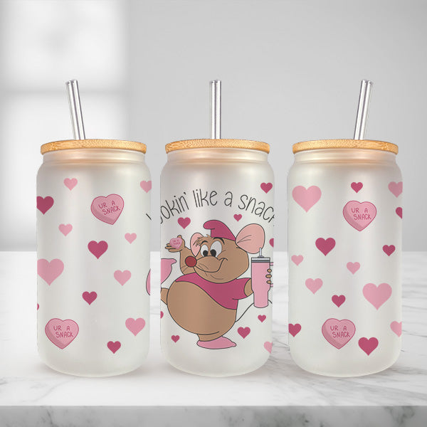 Cute and Humorous Valentines Day Glass Iced Coffee Tumblers in Multiple Designs