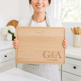 Personalized cutting board gifts for couples, anniversary presents and custom wedding gift.