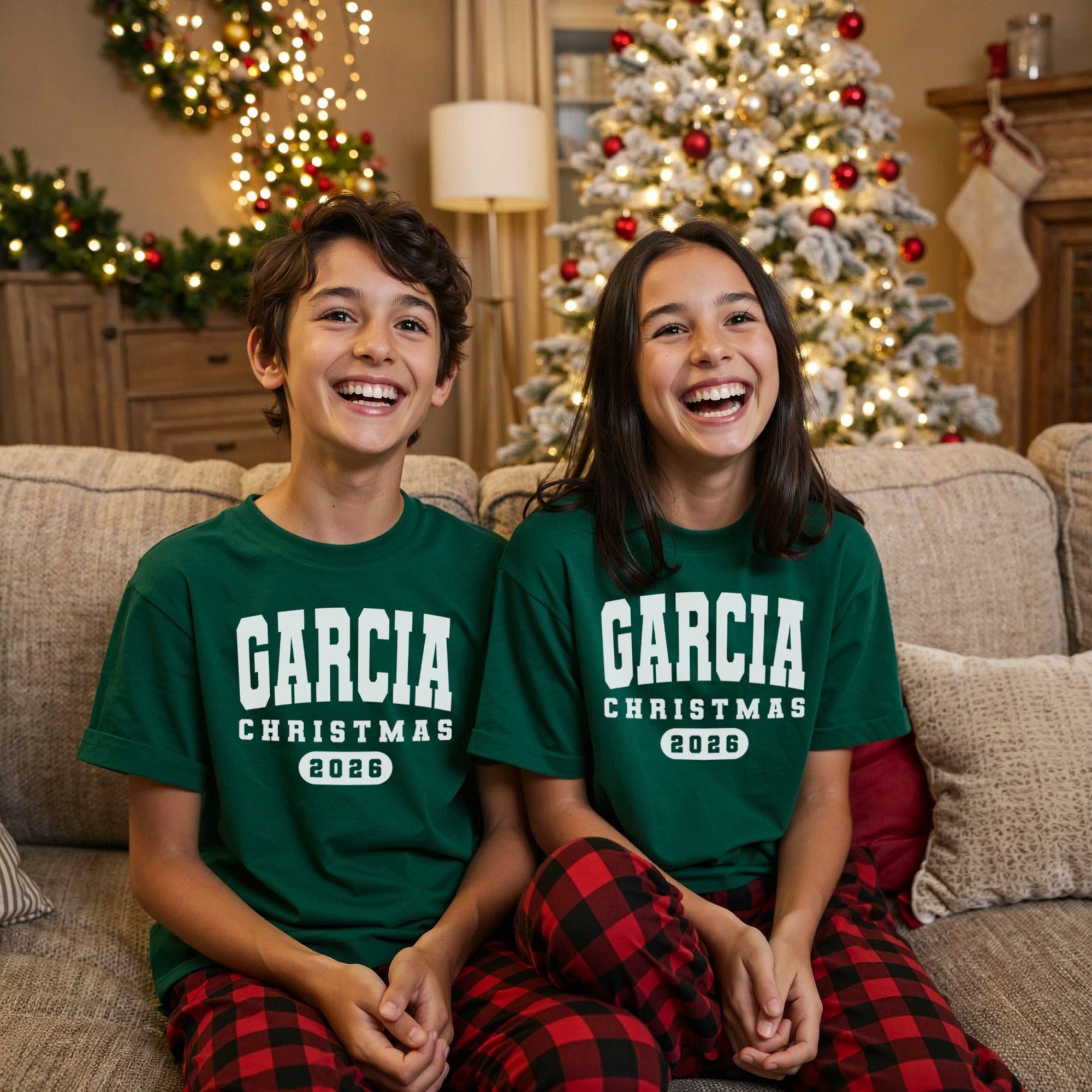 Varsity Letter Matching Family Christmas Pajamas Set for Kids and Adults