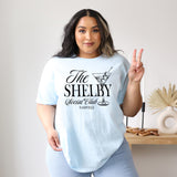 Custom bachelorette shirts with names for bride tribe and bridesmaids. Matching bridesmaid shirts customized for bachelorette trips and parties.