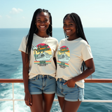 Matching cruise shirts for friends and family. The perfect t-shirt to wear on a family trip or family reunion. 