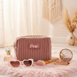 Personalized Velvet Makeup Bag with Name, Custom Gift for Teen Girls