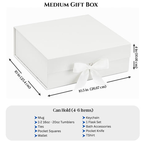 Multi Design Personalized Empty Mom Gift Box w Magnetic Lid, Bow and Crinkle Paper - Gifts Are Blue