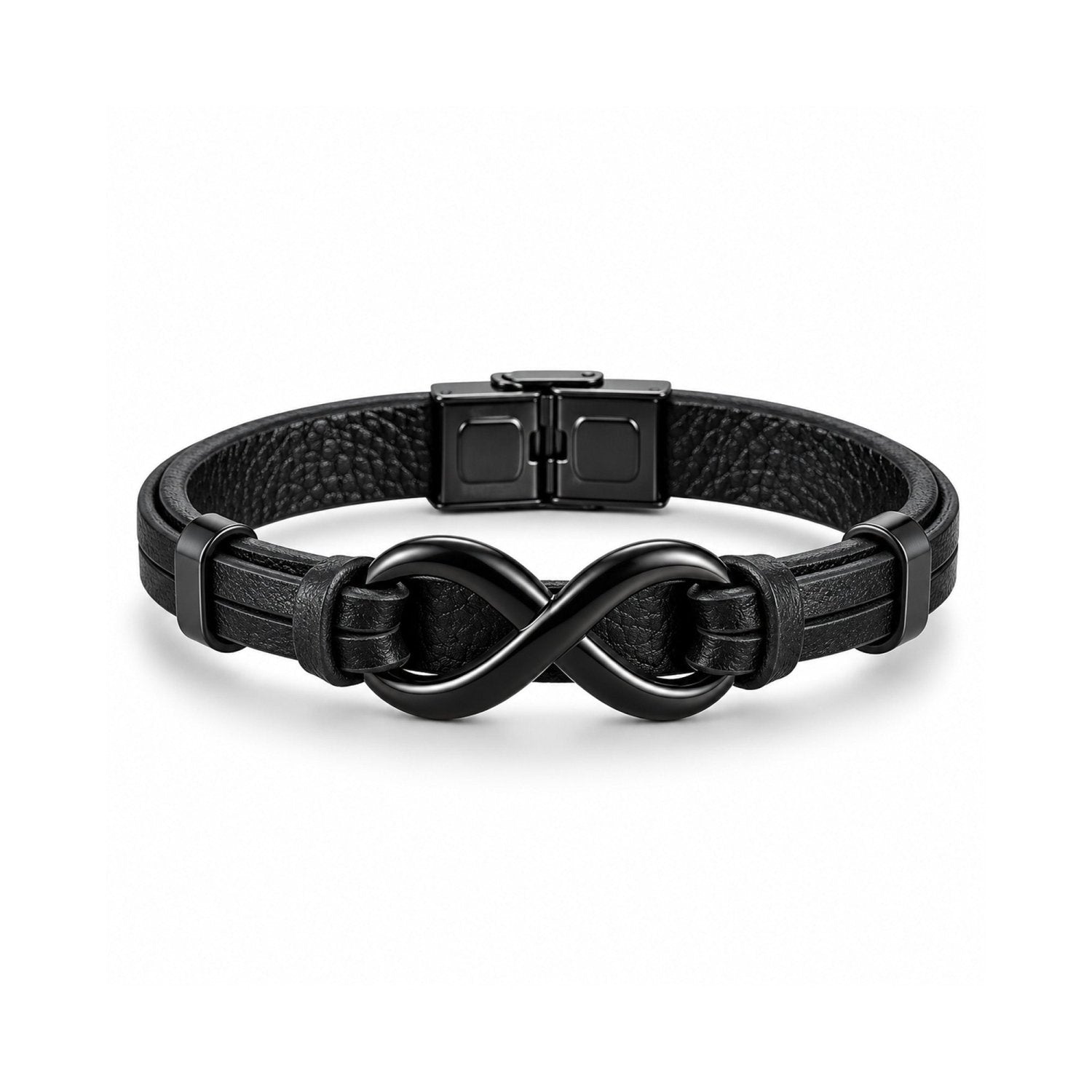 Infinity Leather Bracelet for Men in 3 Lengths, Black - Gifts Are Blue