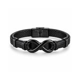 Infinity Leather Bracelet for Men in 3 Lengths, Black - Gifts Are Blue