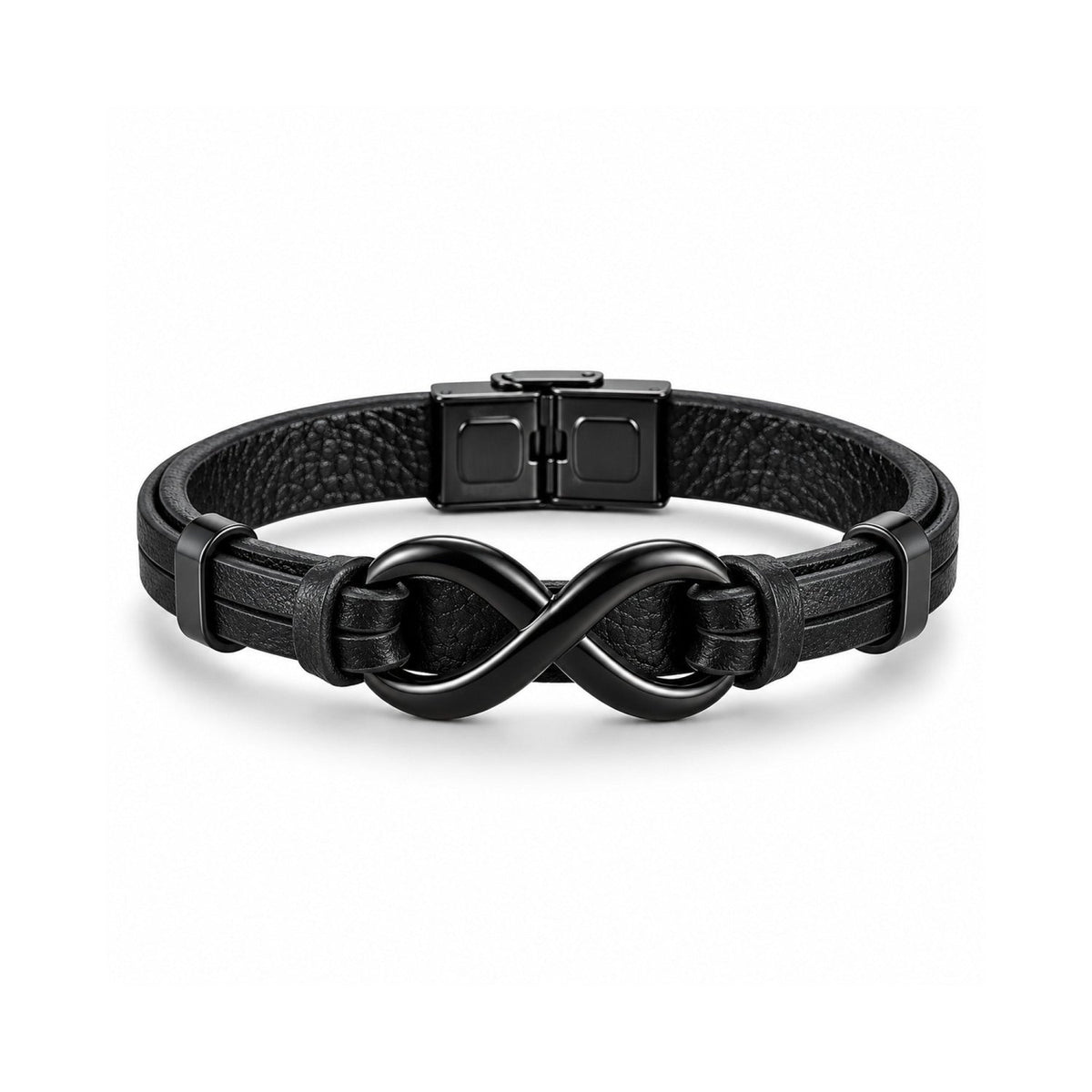 Infinity Leather Bracelet for Men in 3 Lengths, Black - Gifts Are Blue