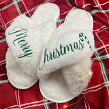 Ivory merry christmas slippers for the holidays. all SKUs