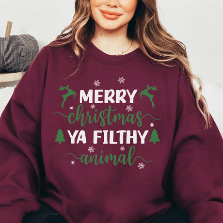 Funny Merry Christmas Ya Filthy Animal Sweatshirt for the Holidays - Gifts Are Blue