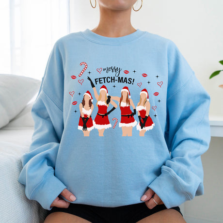 Cute Merry Fetchmas Christmas Sweatshirts for the Girls - Gifts Are Blue