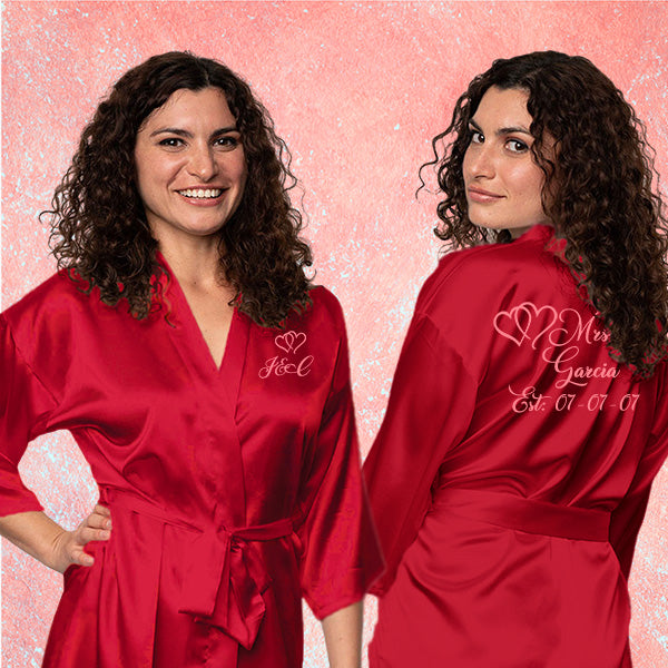 Mi Amor Personalized Robes - Interlocking Hearts Design - Custom Robes for Womens & Womens Plus