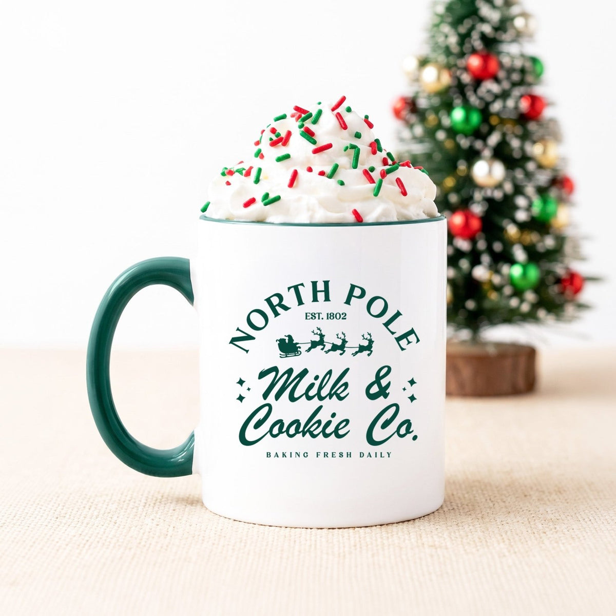 North Pole Milk & Cookie Co. Christmas Mug - Gifts Are Blue