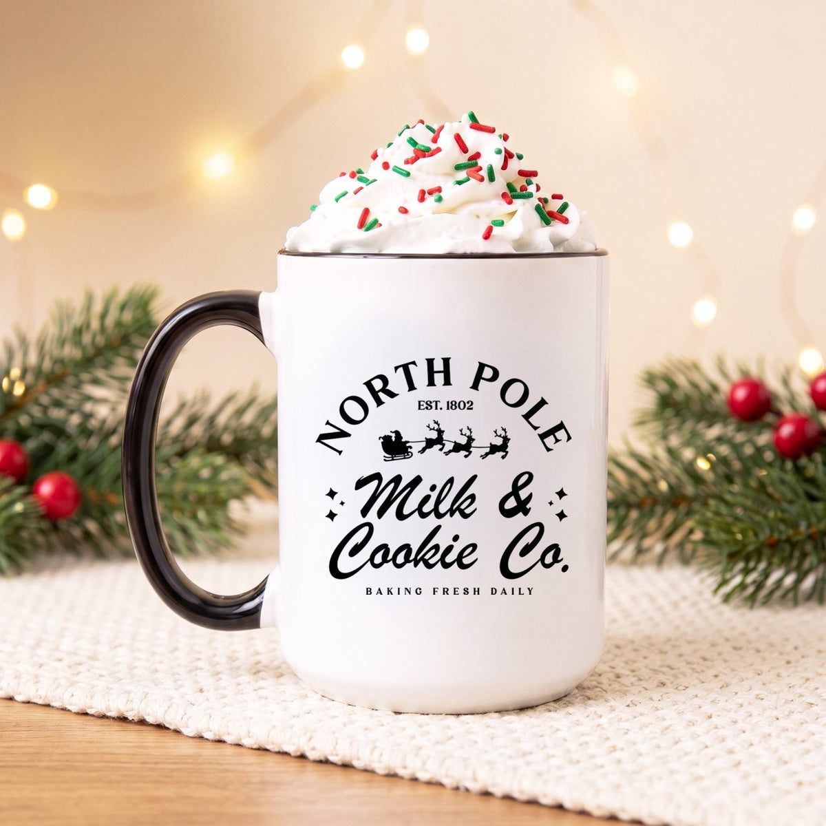 North Pole Milk & Cookie Co. Christmas Mug - Gifts Are Blue