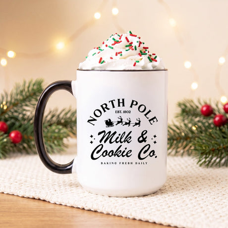 North Pole Milk & Cookie Co. Christmas Mug - Gifts Are Blue