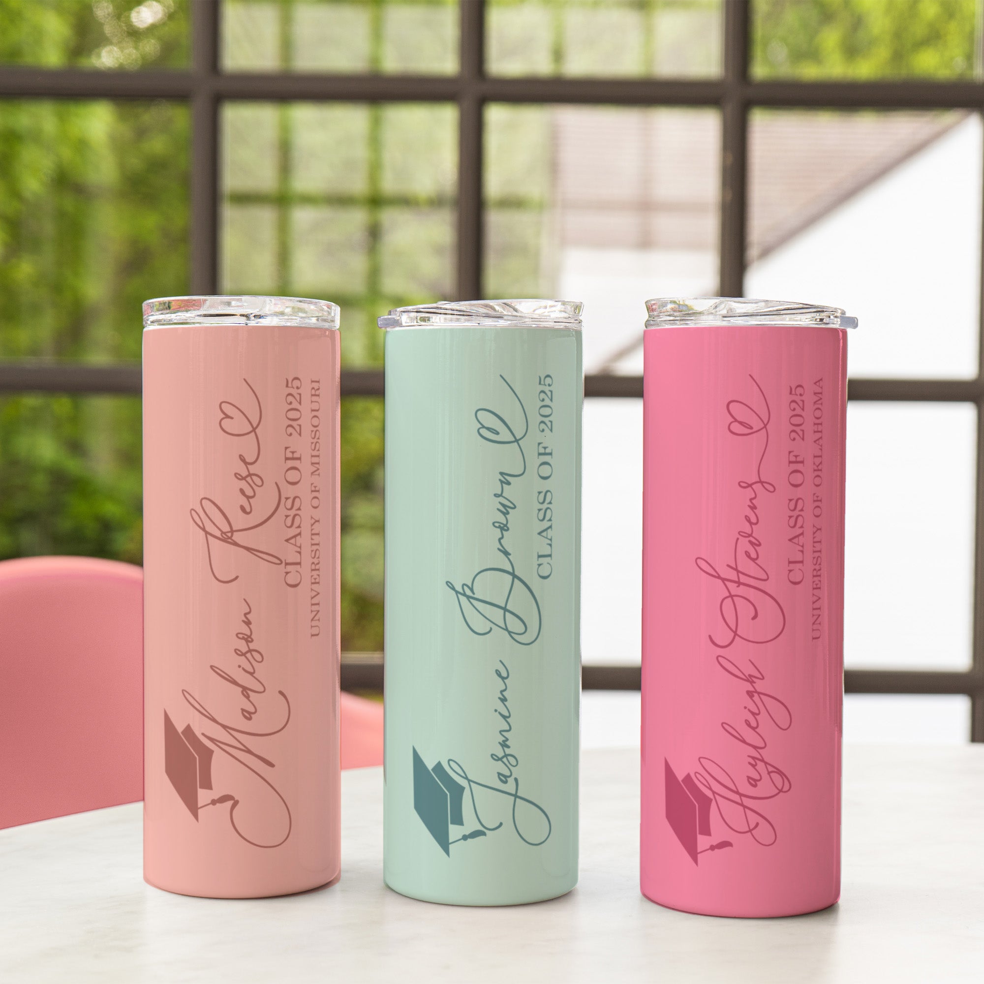 Custom Class of 2025 tumbler, a meaningful gift for graduates. Custom senior gift for her, celebrating the Class of 2025 with personalization.
