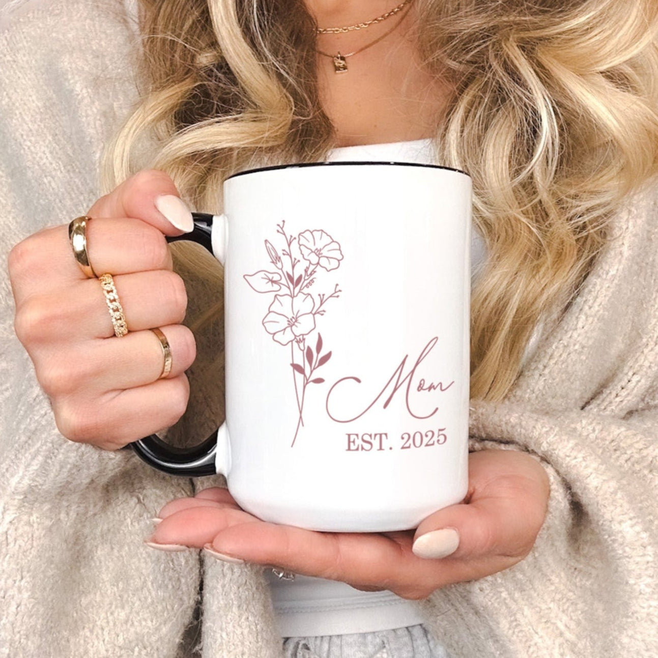 Custom Birth Month Mug for Her Unique Gift Idea for Mama Wife or Daughter for Christmas or Mother’s Day.
