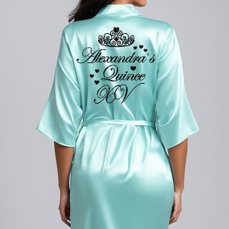 Pretty Personalized Mis Quince Robe and Slipper Set Custom with Name and Date - Gifts Are Blue