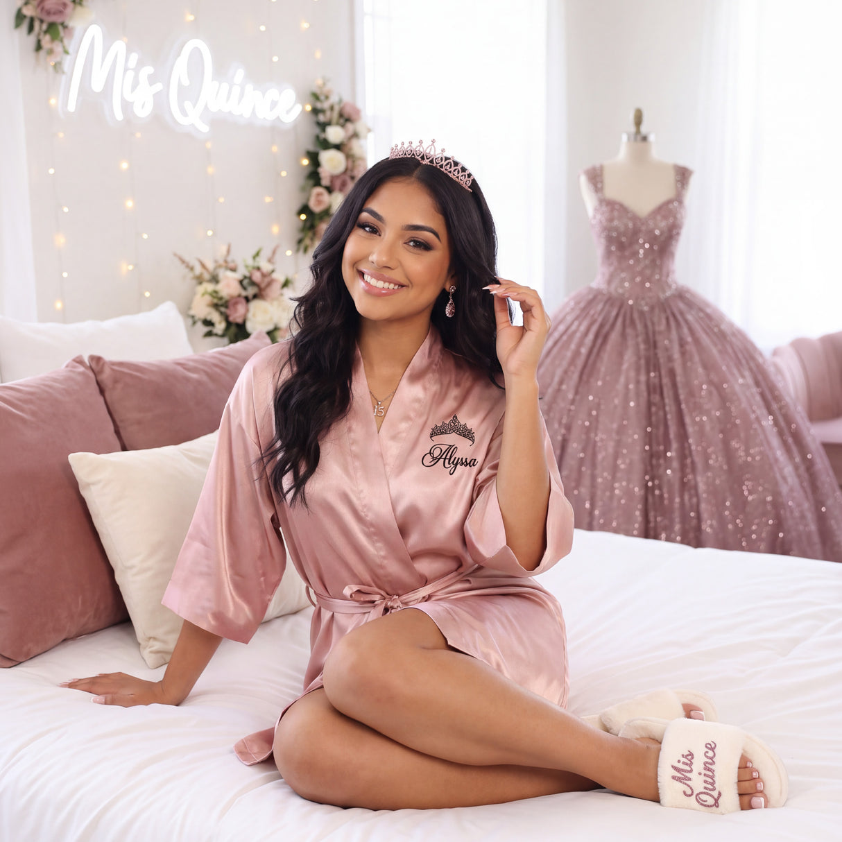 Classic Princess Quince Robe Personalized, Quinceanera Gift