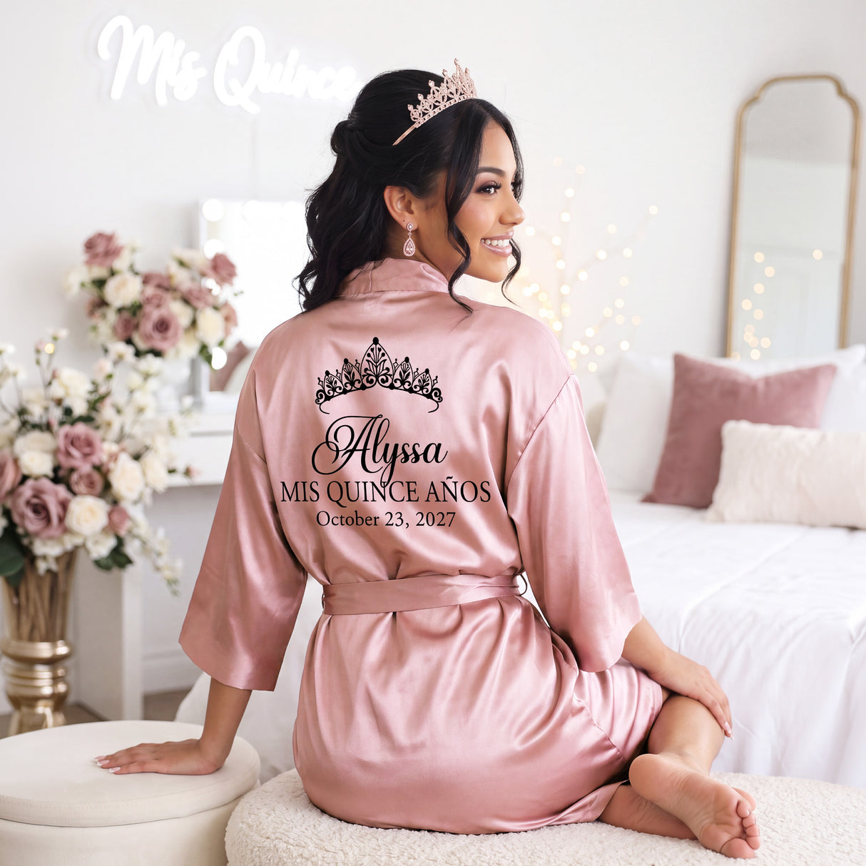 Classic Princess Quince Robe Personalized, Quinceanera Gift