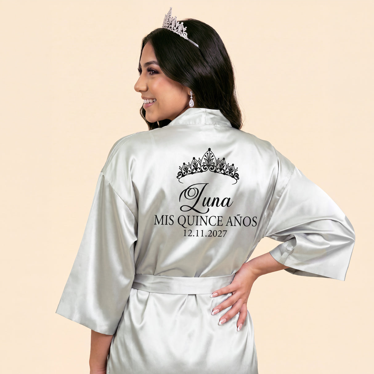 Classic Princess Quince Robe Personalized, Quinceanera Gift