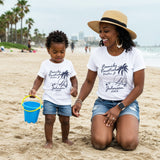 Personalized family reunion beach shirts with names for coordinated matching family outfits.