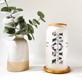 A frosted floral iced coffee cup designed as a gift of motherhood for mom. A perfect gift for her from son or daughter. 