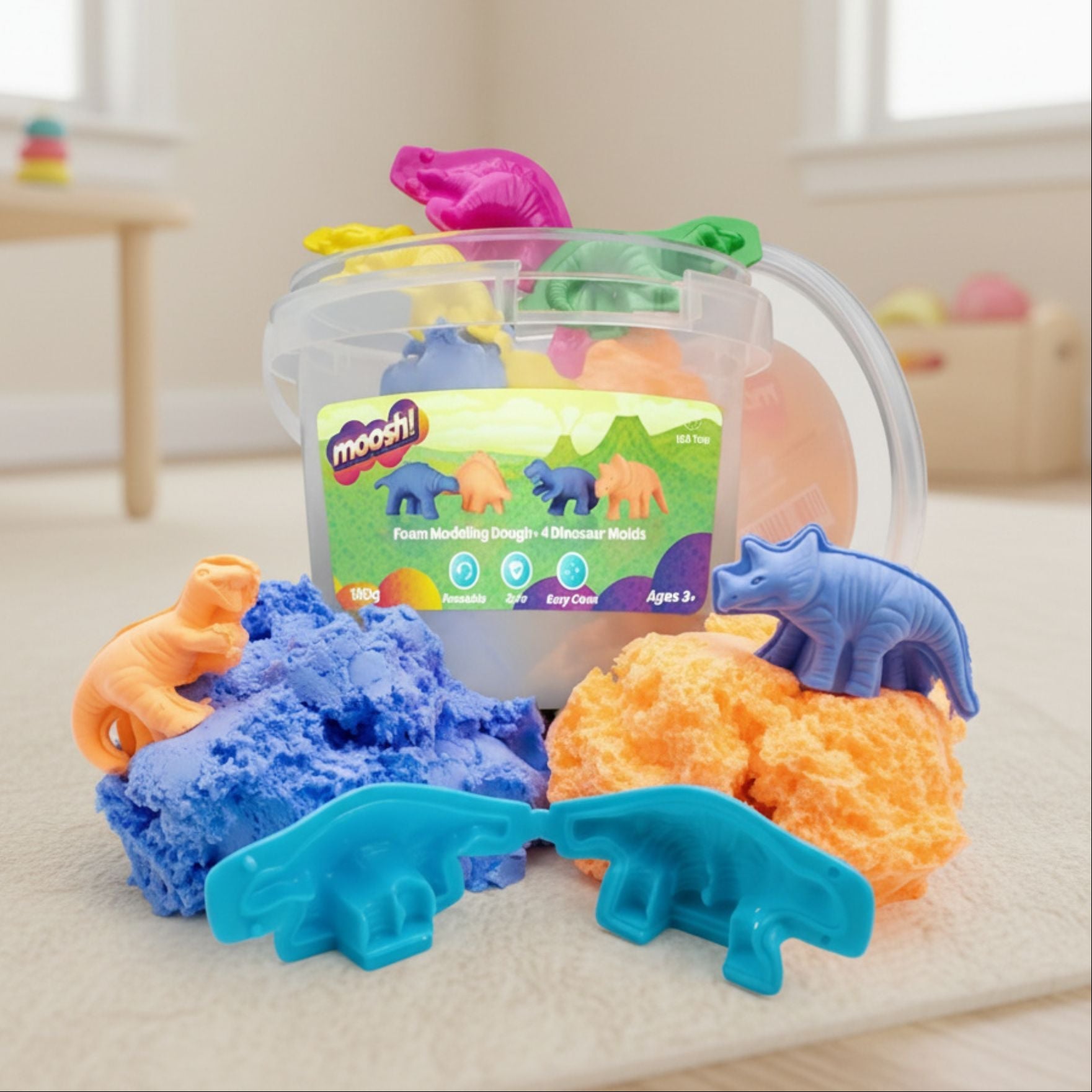 Moosh Fluffy Sensory Modeling Clay for Ages 3+, 6.4 oz Bucket