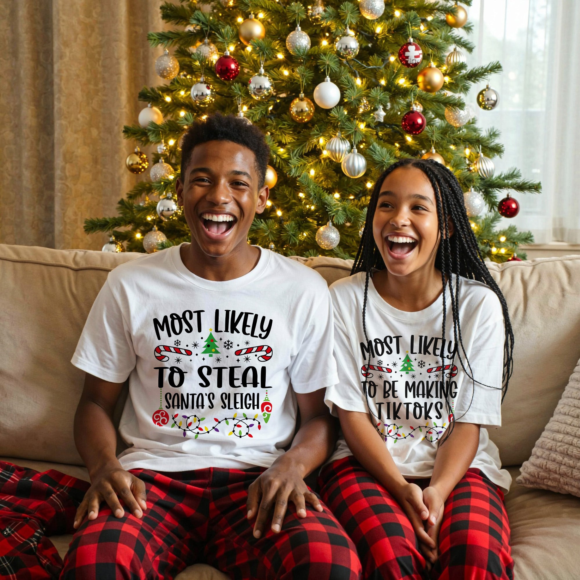 Funny Most Likely to Christmas Shirts for Family, Kids, Friends and Groups