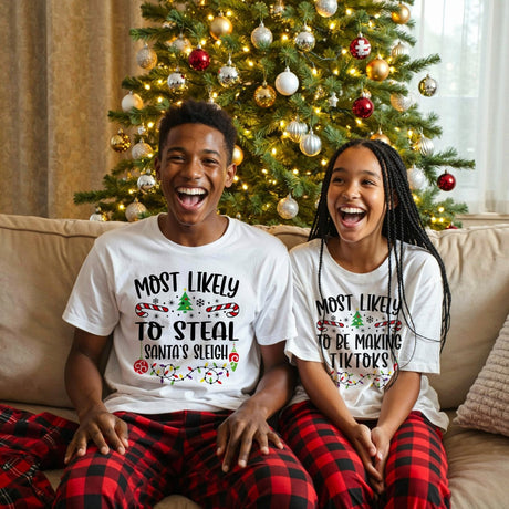 Funny Most Likely to Christmas Shirts for Family, Kids, Friends and Groups - Gifts Are Blue