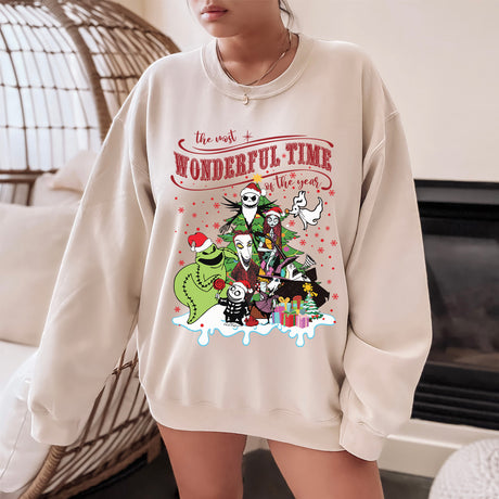 The Most Wonderful Time of the Year Christmas Sweatshirt with Movie Characters - Gifts Are Blue