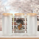 Motherhood Frosted Glass Tumbler - Celebrating Motherhood and Afrocentric Identity with Style - A Gift From Daughter To Mom
