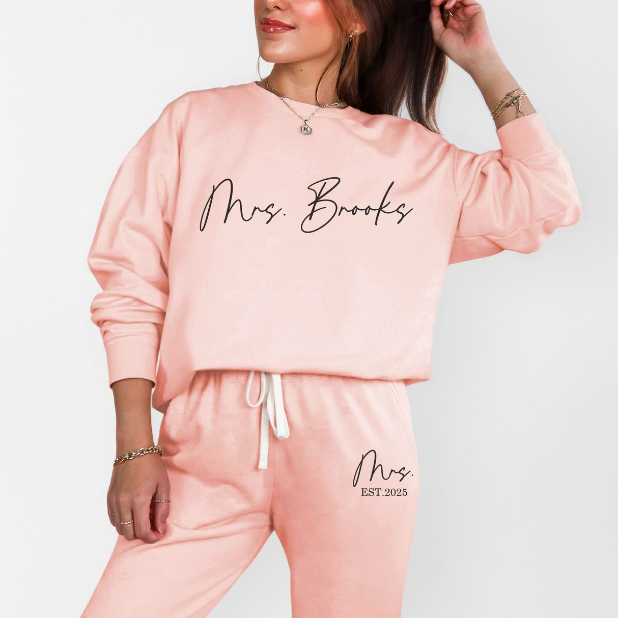 Light pink New bride two piece set.
Loungewear for her.