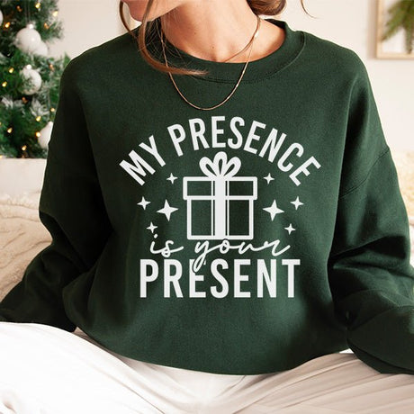 Humorous My Presence Is Your Present Sweatshirt for the Holidays - Gifts Are Blue