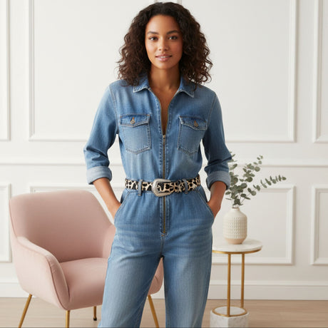 Myra Bags Vintage Hairon Belt, Women Accessories, Beige/Black