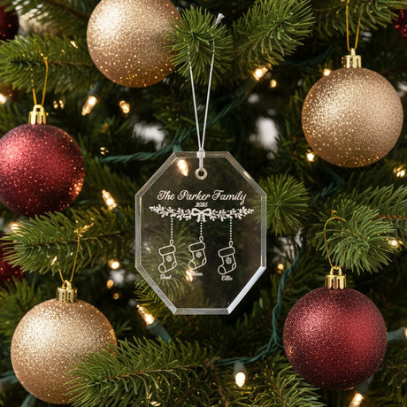 Christmas Stockings Personalized Crystal Ornament with Gift Box for Family, Variety of Shapes
