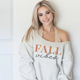 Fall Vibes Off The Shoulder Sweatshirt for Women and Teens. all SKUs