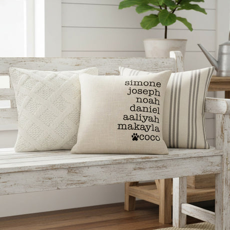 Personalized Throw Pillows with Names, Custom Gifts for Grandparents, and New Homeowners