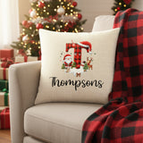 Red and Black Plaid Initial Personalized Christmas Pillow Cover and Add on Insert