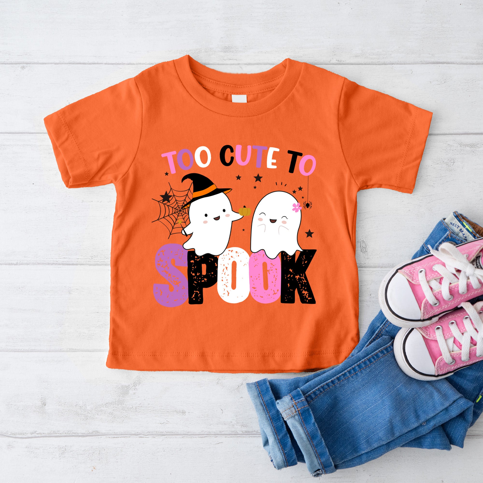 Orange Halloween shirts for girls.