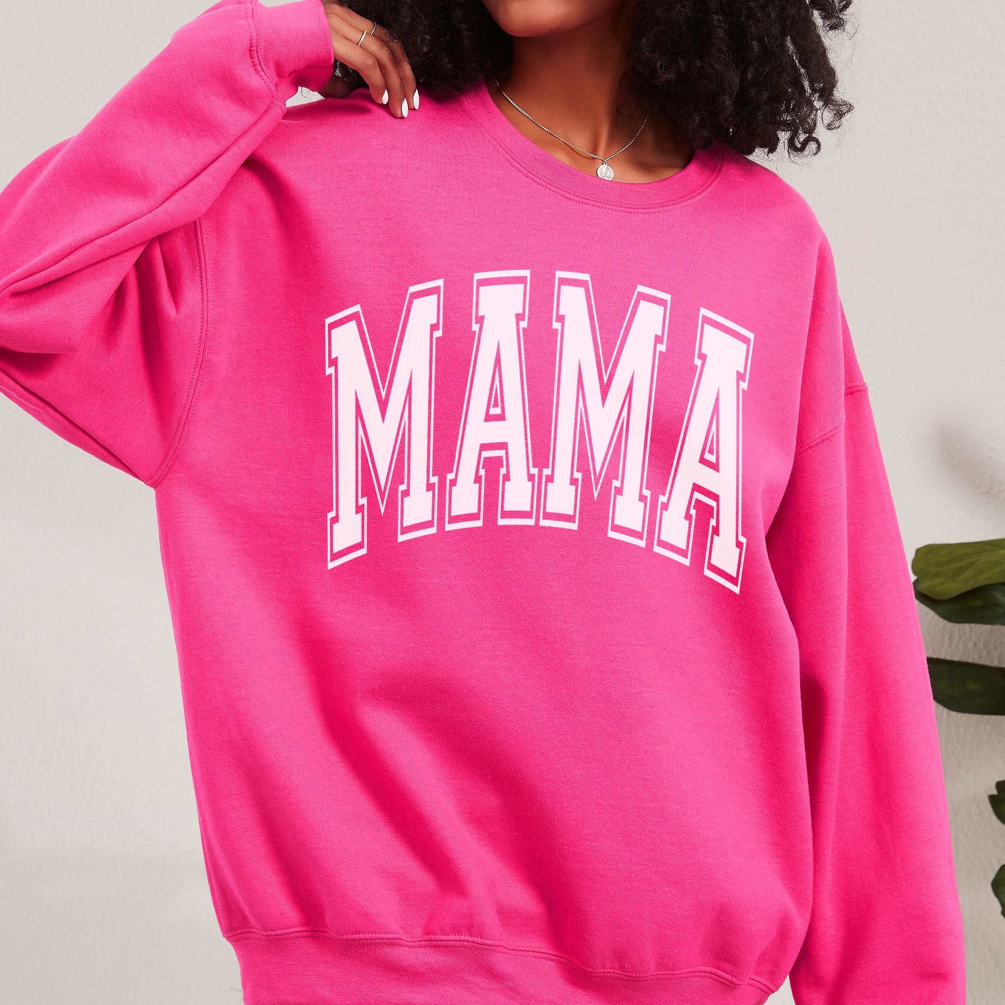 Simple sweatshirt for Mom with mama in varsity letters, ideal Mother's Day gift idea. Cute mother's day sweatshirt, gifts for her. 