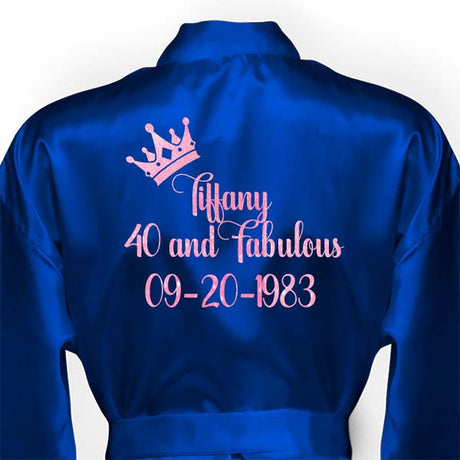 Palace Template Personalized Robes with Name and Crown Design for Bride Bridesmaids Quinceañera and Birthday Queen - Gifts Are Blue