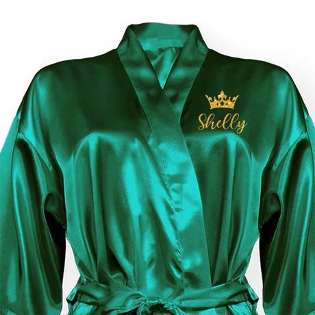 Palace Template Personalized Robes with Name and Crown Design for Bride Bridesmaids Quinceañera and Birthday Queen - Gifts Are Blue