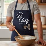 Chef Hat w Name Personalized Apron w Pocket, Custom Gifts for Dad and Grandpa