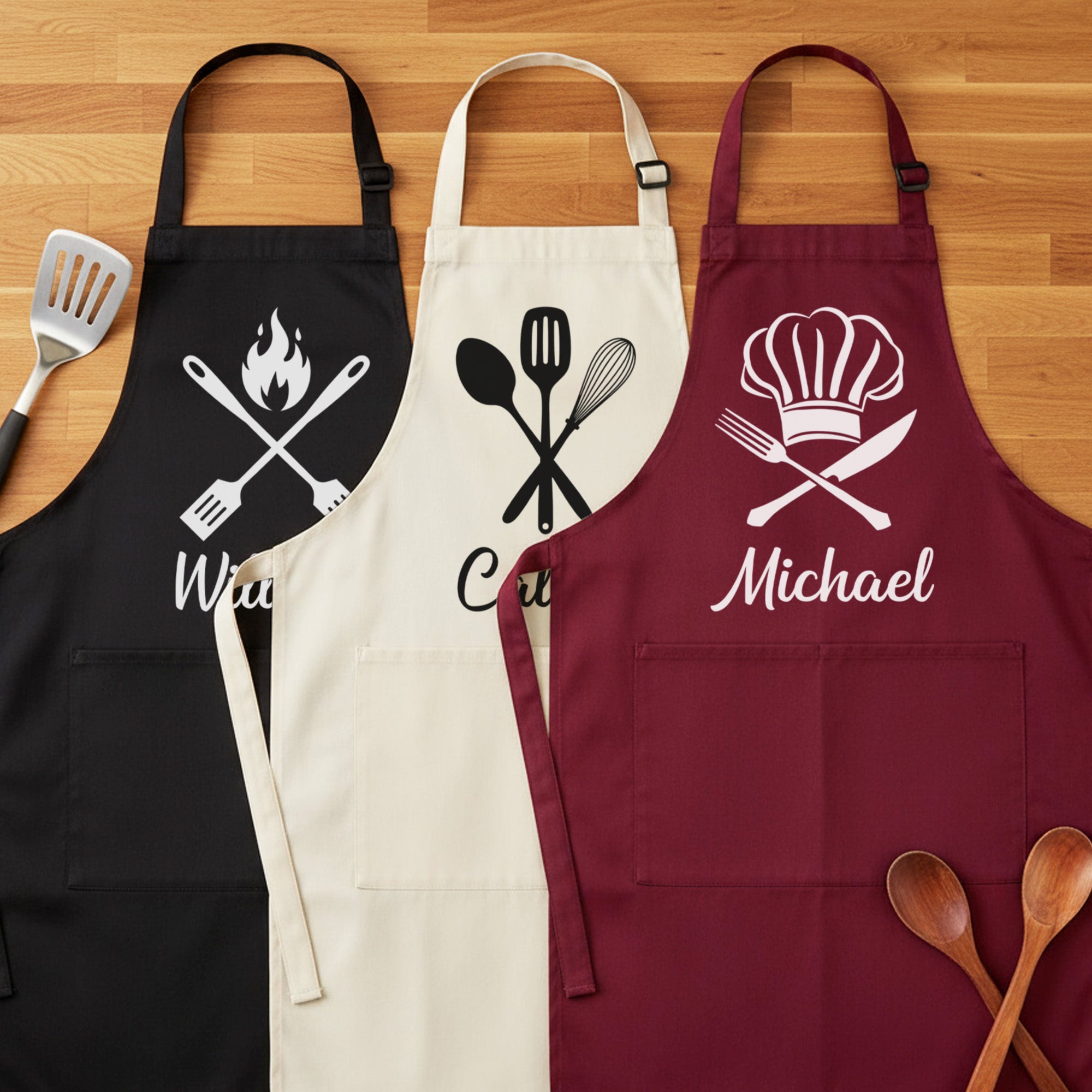 Multi Design Personalized Apron w Pocket, Custom Gifts for Him, Birthday and Christmas