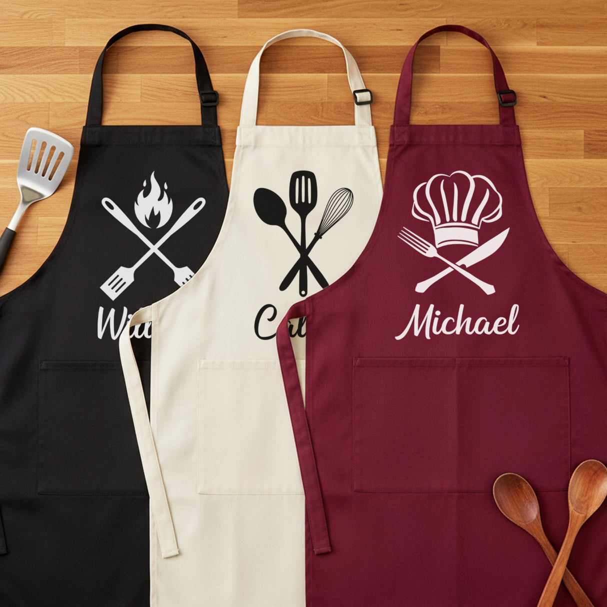 Multi Design Personalized Apron w Pocket, Custom Gifts for Him, Birthday and Christmas
