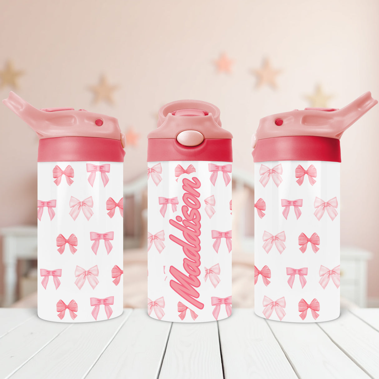 Custom pink water bottle back to school gift for little girls. Tumbler with name for kids. 