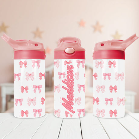 Custom pink water bottle back to school gift for little girls. Tumbler with name for kids. 