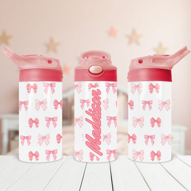 Custom pink water bottle back to school gift for little girls. Tumbler with name for kids. 