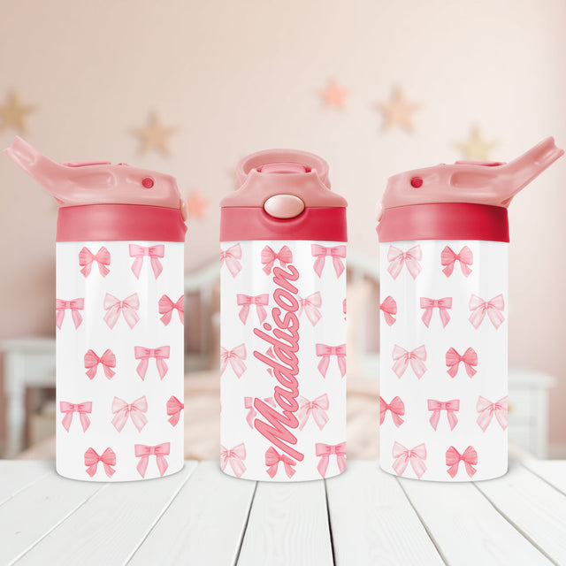 Custom pink water bottle back to school gift for little girls. Tumbler with name for kids. 