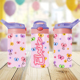 Custom butterfly water bottle for girls, the perfect personalized back to school gift for kids with name and flip top lid.